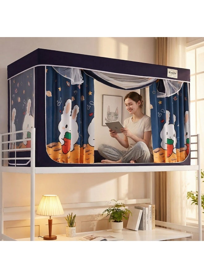 واي آند دي عتيم على المرسى العلوي Bunk Bed Curtains للنوم غرفة نوم مضاد للضوء زخرفة زميلة الغرفة الخصوصية غطاء المظلة الصورة الخلفية ديكور Backdrop تعتيم الستار 6 لوحات مع أعلى - Image 5